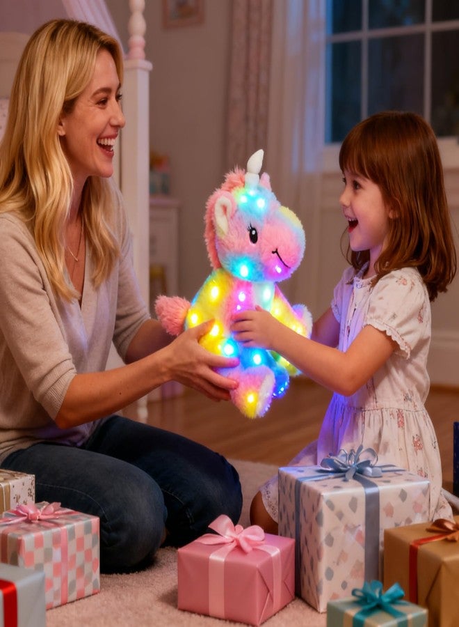 Hopearl LED Plush Unicorn Colorful Lighting Up Stuffed Animal Floppy Night Lights Glow in The Dark Birthday Gifts for Kids Toddler Girls, Rainbow, 12'' - Image 3